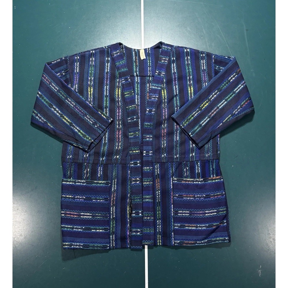 Vintage Traditional Guatemalan Hand Woven Kimono Size XS Aztec Boho Rip Flaws*